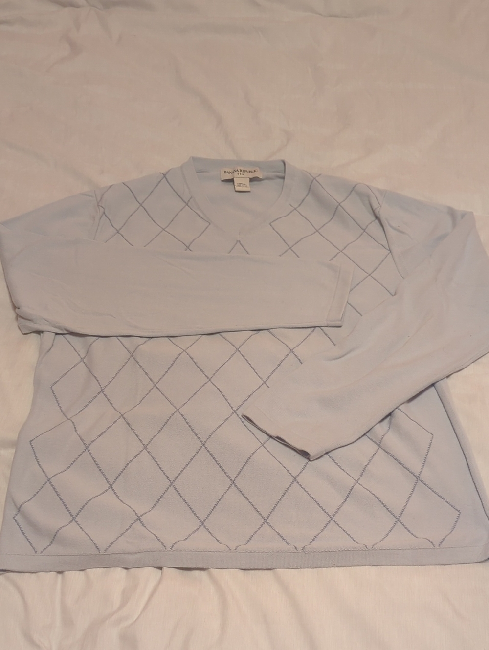 Banana Republic Light Blue Argyle Crewneck Sweater - Men